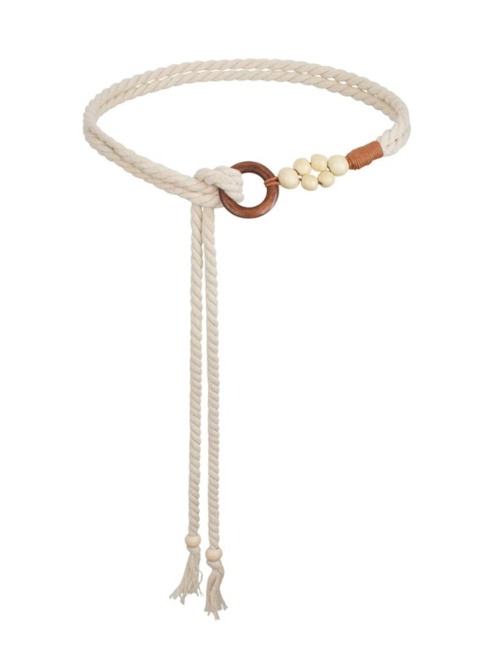 Women Waist Rope Belt Boho Braided Waist Tie with Wooden Beads
